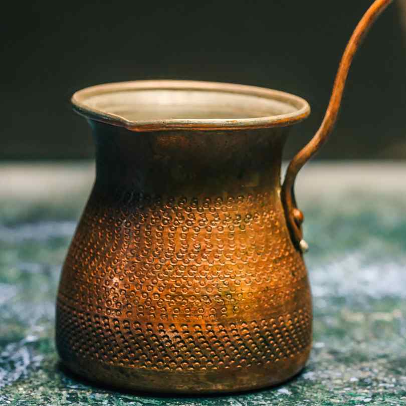 Closeup shot of a vintage chocolate vessel that inspired Velvetiser hot chocolate maker