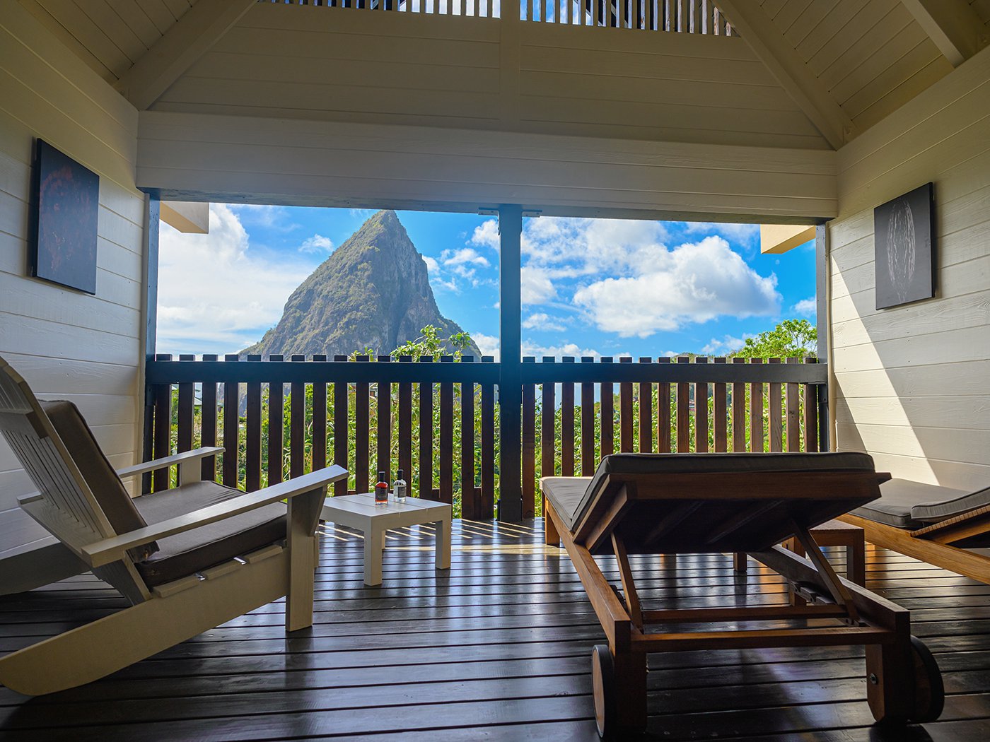 View from a Luxe room in Hotel Chocolat Saint Lucia. Piton View.