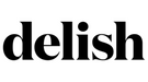 Black 'delish' logo on a white background