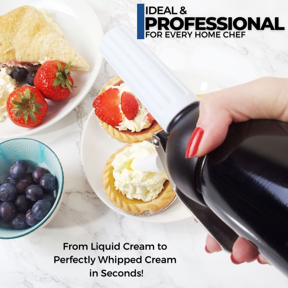 ICO Black Aluminum Whipped Cream Maker Dispenser (1 Pint/0.5L) - Hotel Chocolat - without Chargers - Impeccable-O - Whipper- Color