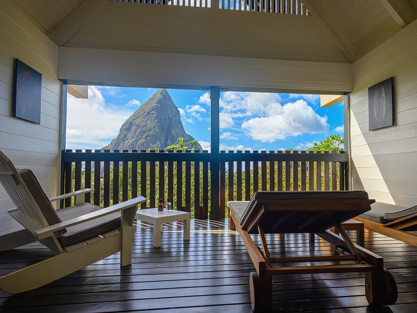 View from a Luxe room in Hotel Chocolat Saint Lucia. Piton View. 