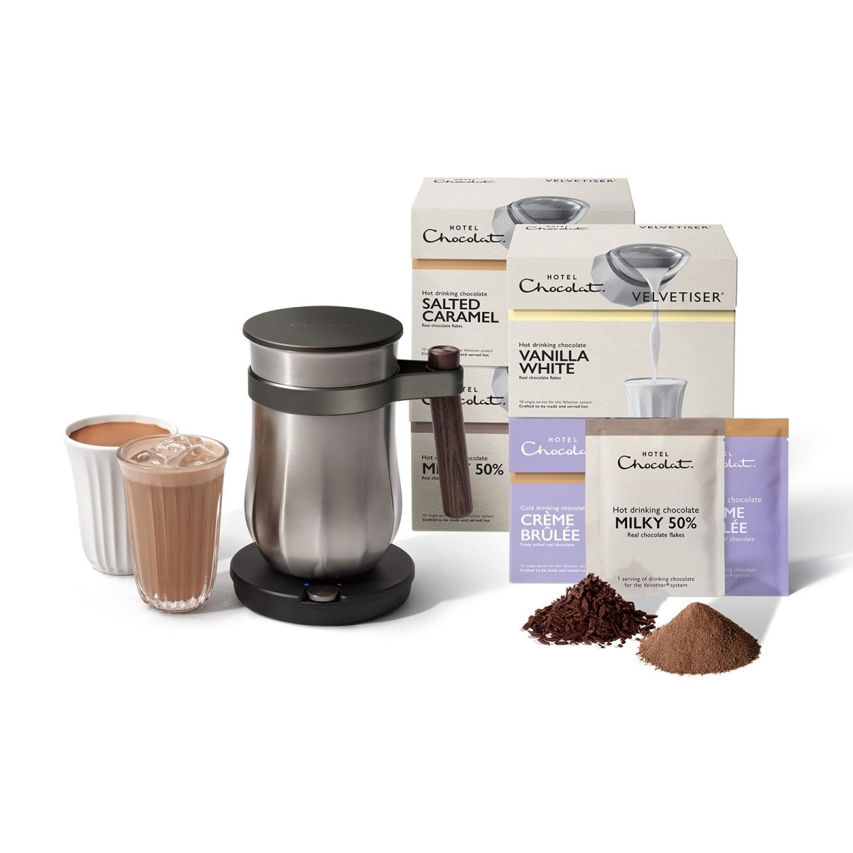 The Velvetiser Starter Kit - Pewter - Hotel Chocolat - Milk to Caramel - Hotel Chocolat - Bundle