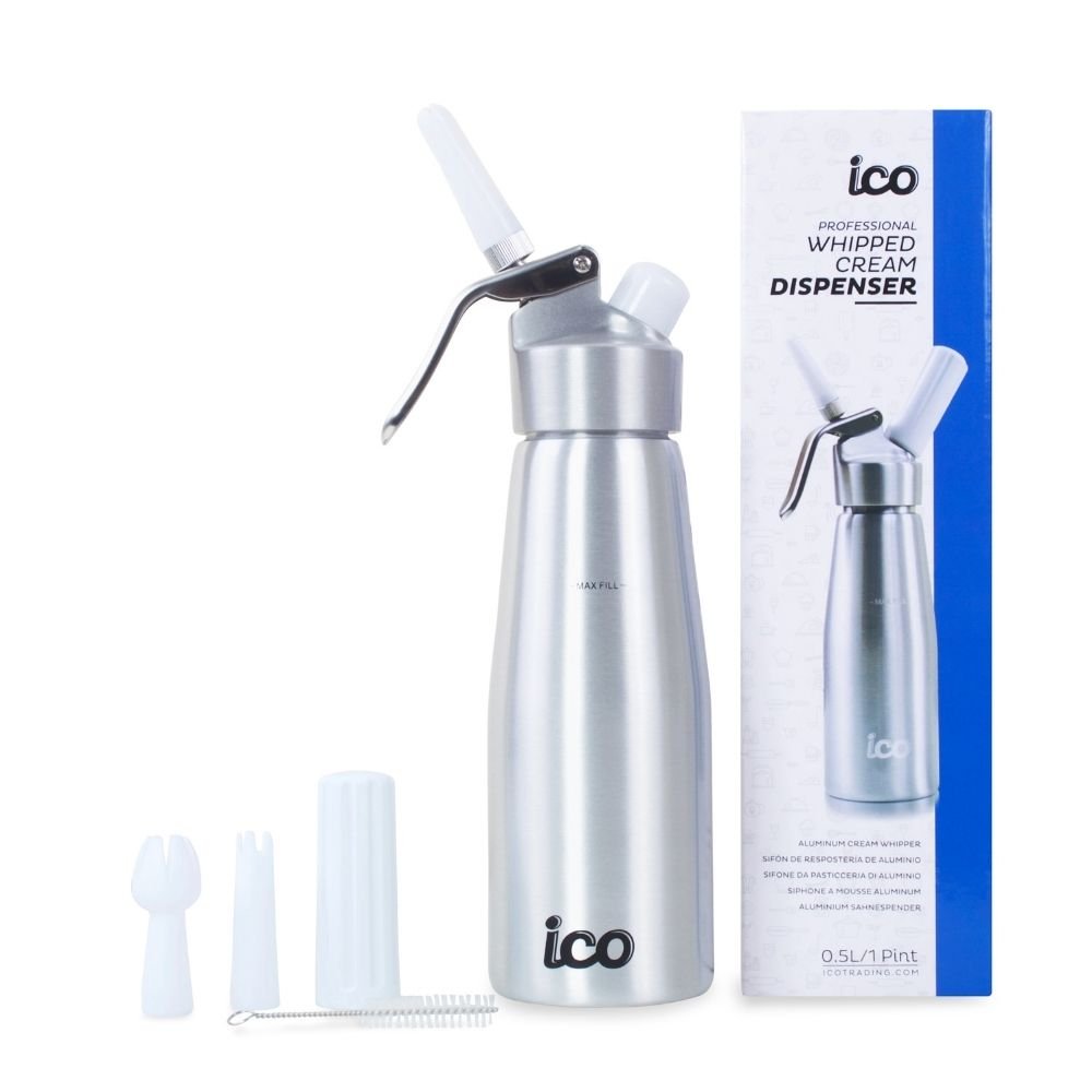 ICO Professional Aluminum Whipped Cream Maker Dispenser (1 Pint/0.5L) - Hotel Chocolat - without Chargers - Impeccable - O