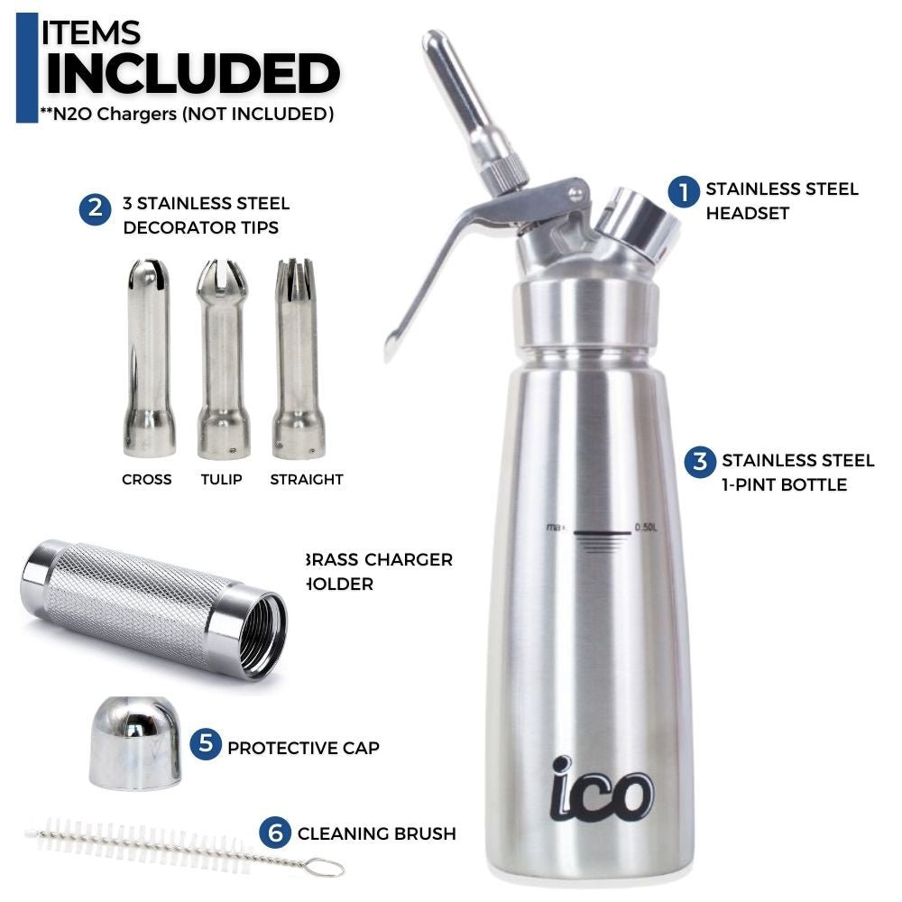 Stainless Steel Whipped Cream Can - Hotel Chocolat - without Chargers - Sold by our friends at Impeccable - O