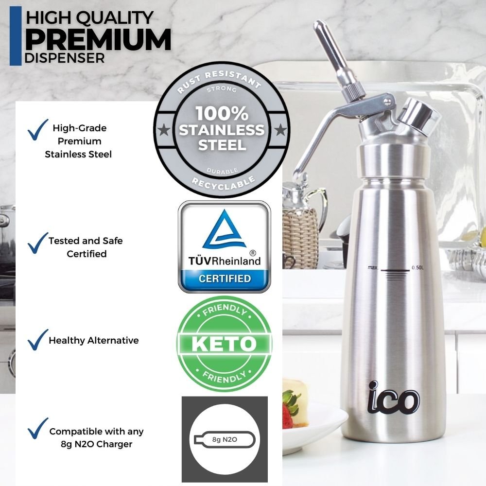 Stainless Steel Whipped Cream Can - Hotel Chocolat - without Chargers - Sold by our friends at Impeccable - O